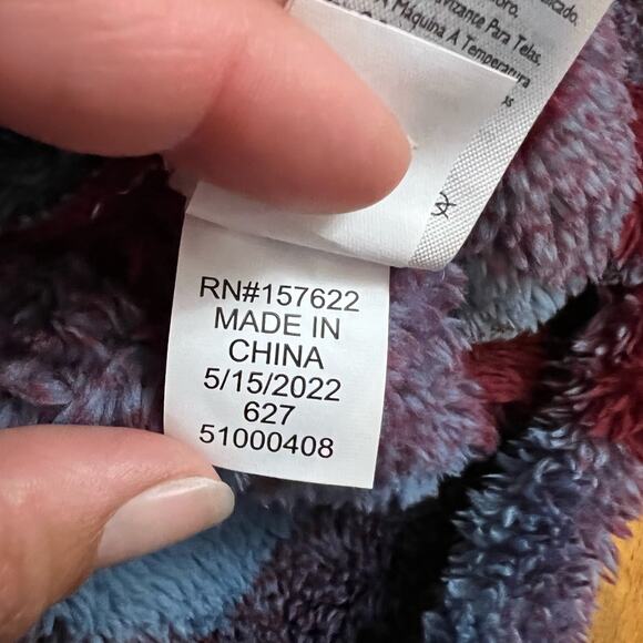 Eddie Bauer Fleece Womens Large Ultra Soft Plush Plaid Quarter Zip Blue Maroon - Picture 7 of 9